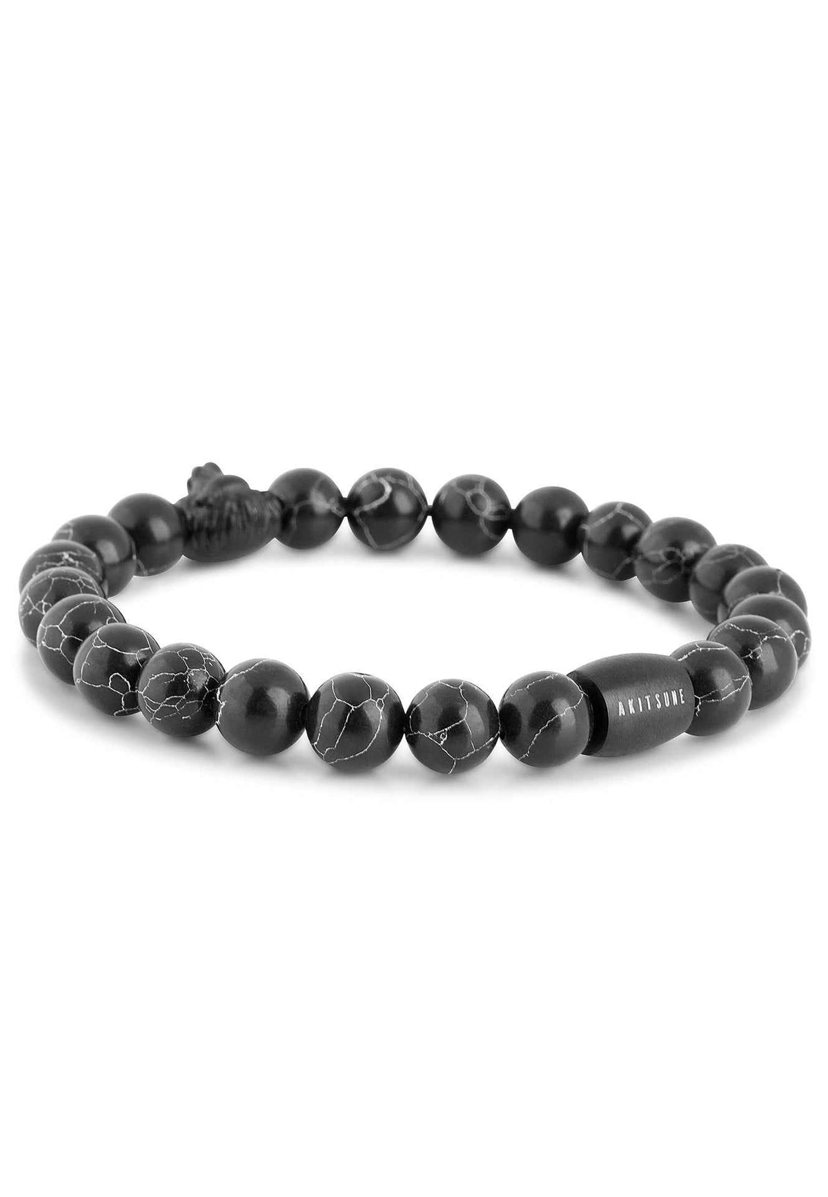 Regis Beaded Bracelet Matte Black - Black Turquoise
