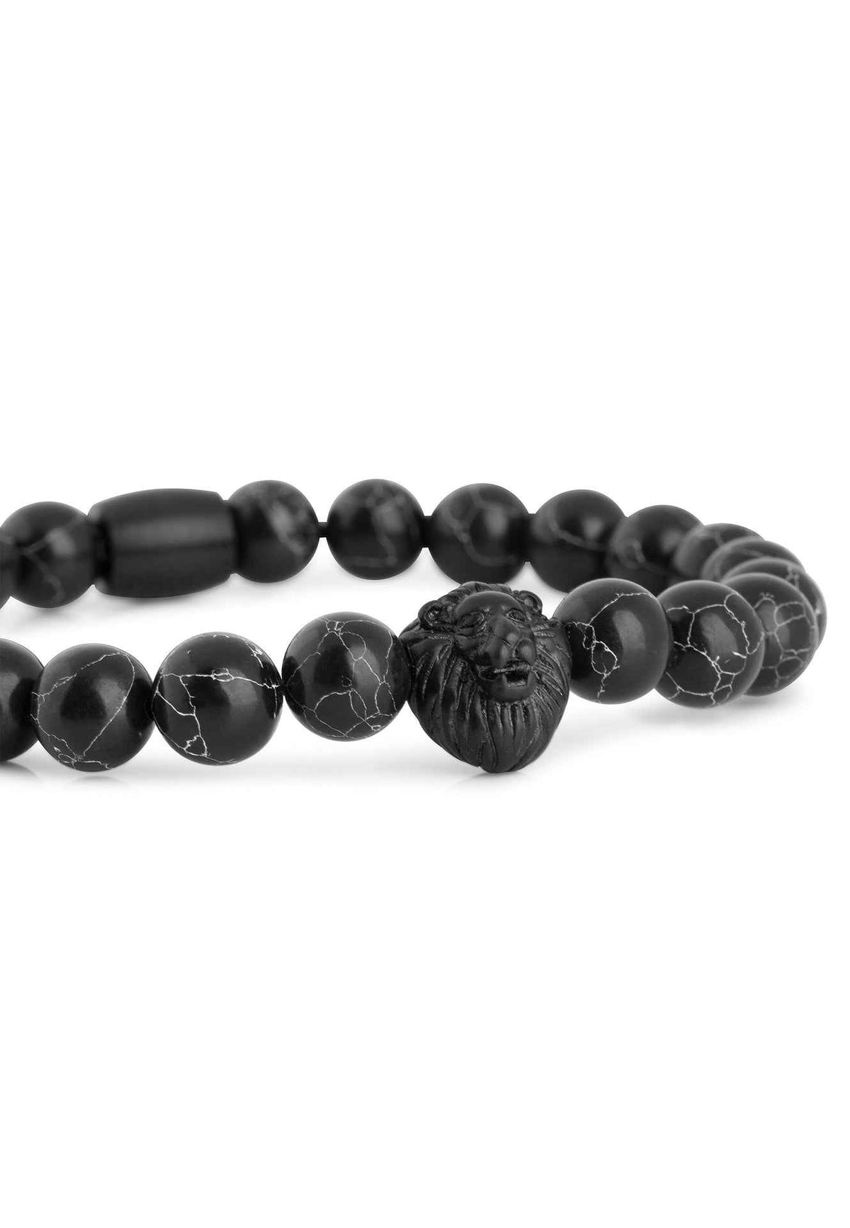 Regis Beaded Bracelet Matte Black - Black Turquoise