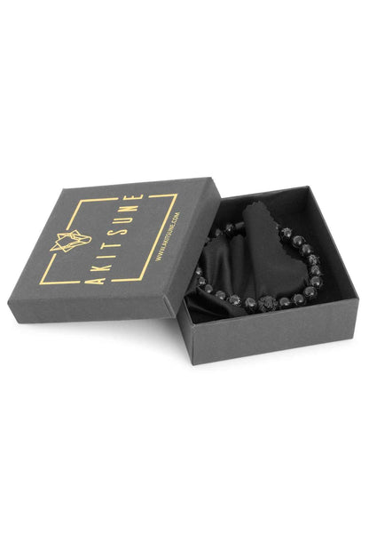 Regis Beaded Bracelet Matte Black - Black Turquoise