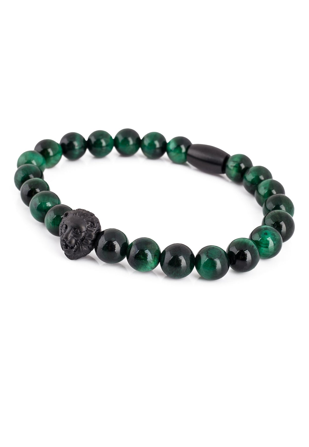 Regis Beaded Bracelet Matte Black - Green Tiger Eye