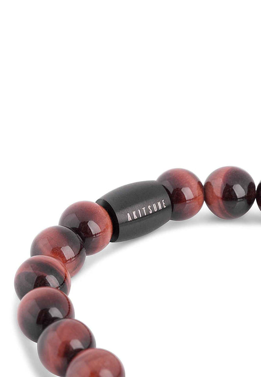 Regis Beaded Bracelet Matte Black - Red Tiger Eye