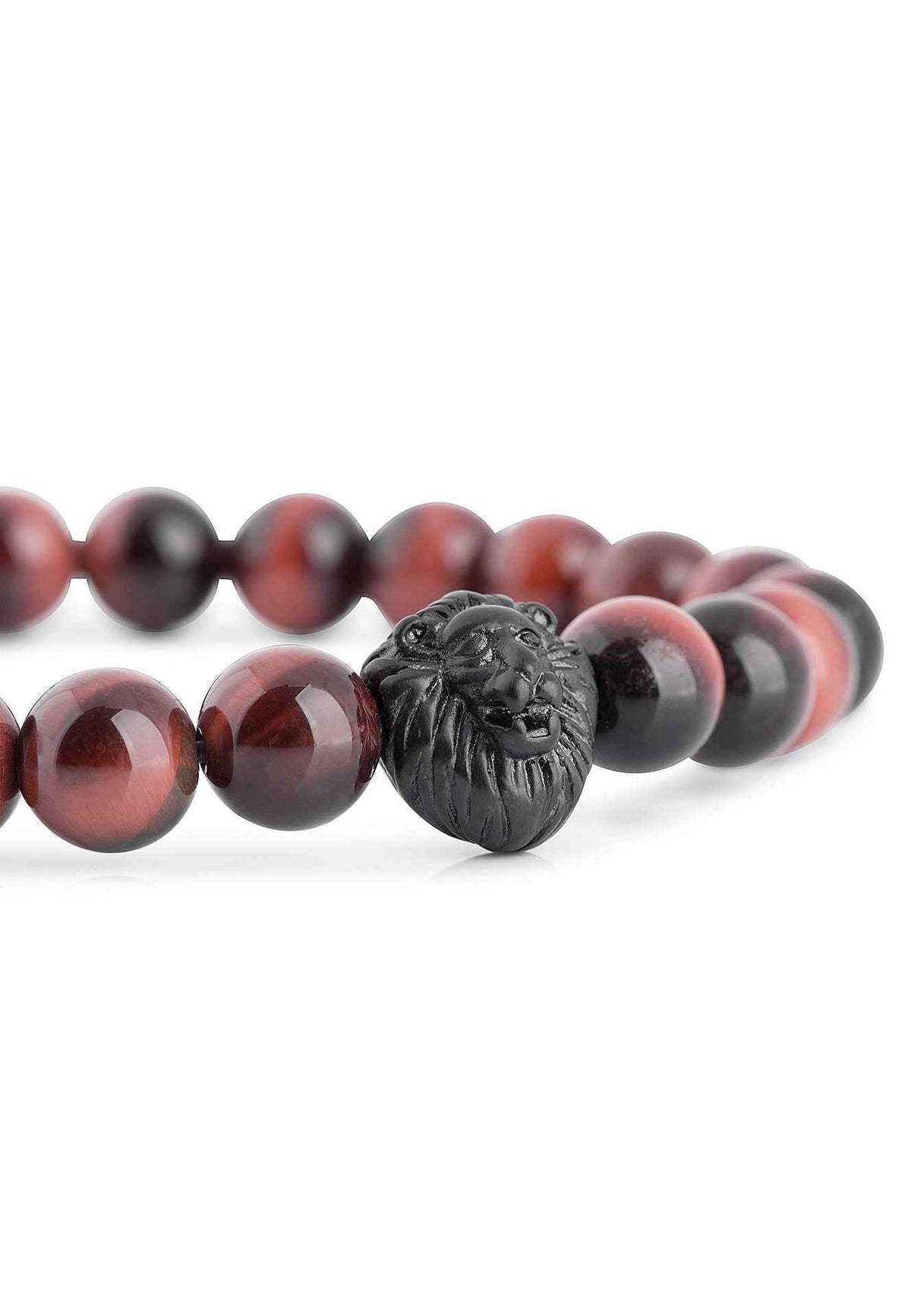 Regis Beaded Bracelet Matte Black - Red Tiger Eye