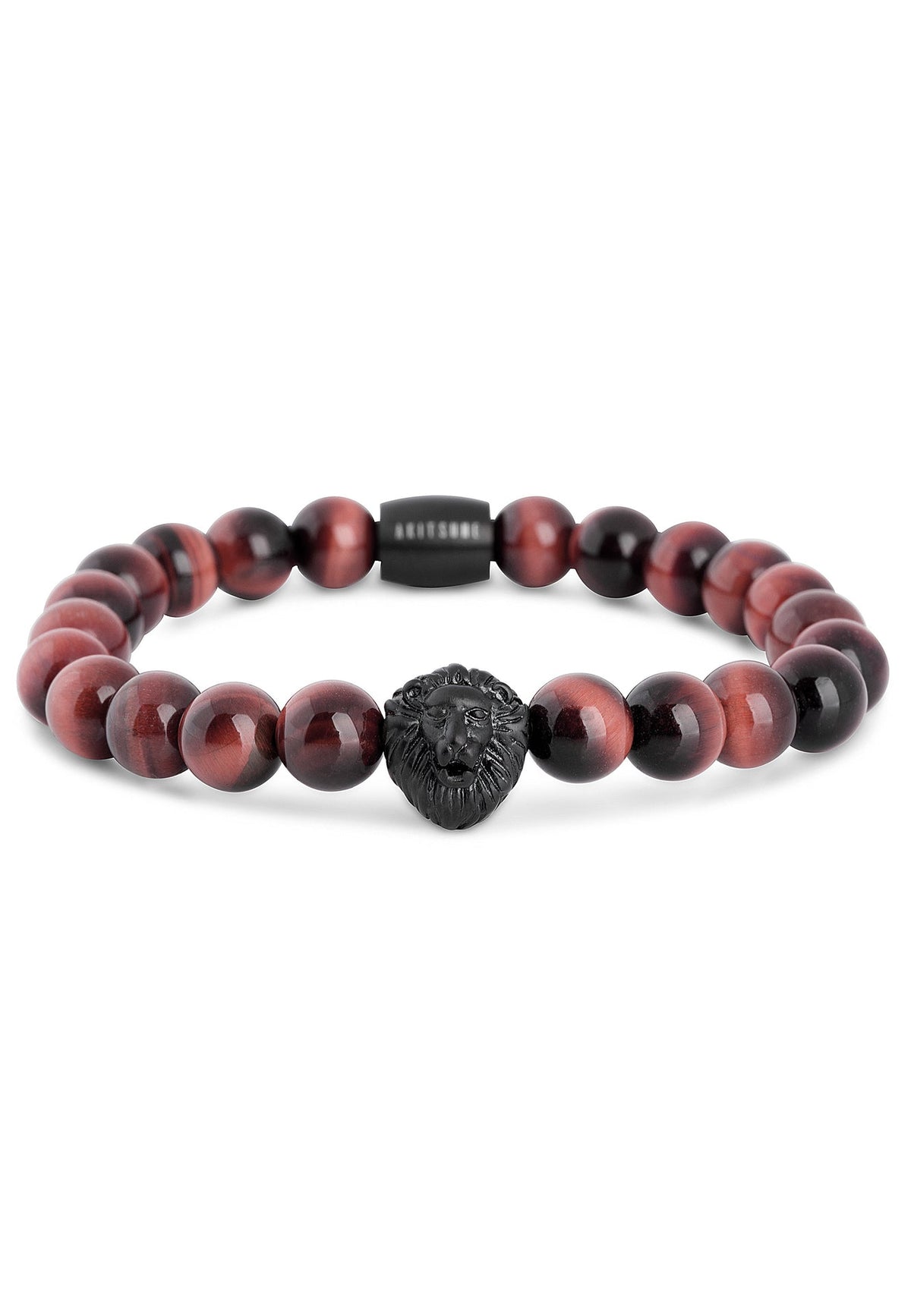 Regis Beaded Bracelet Matte Black - Red Tiger Eye
