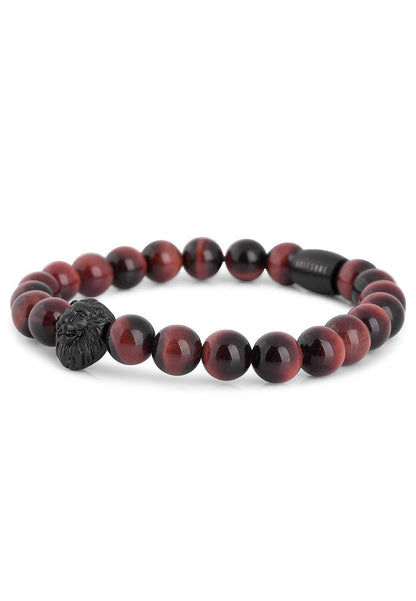 Regis Beaded Bracelet Matte Black - Red Tiger Eye