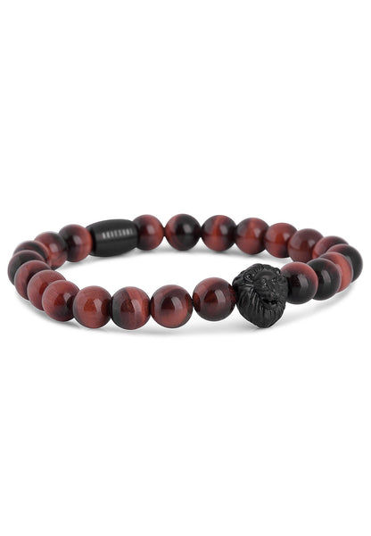 Regis Beaded Bracelet Matte Black - Red Tiger Eye