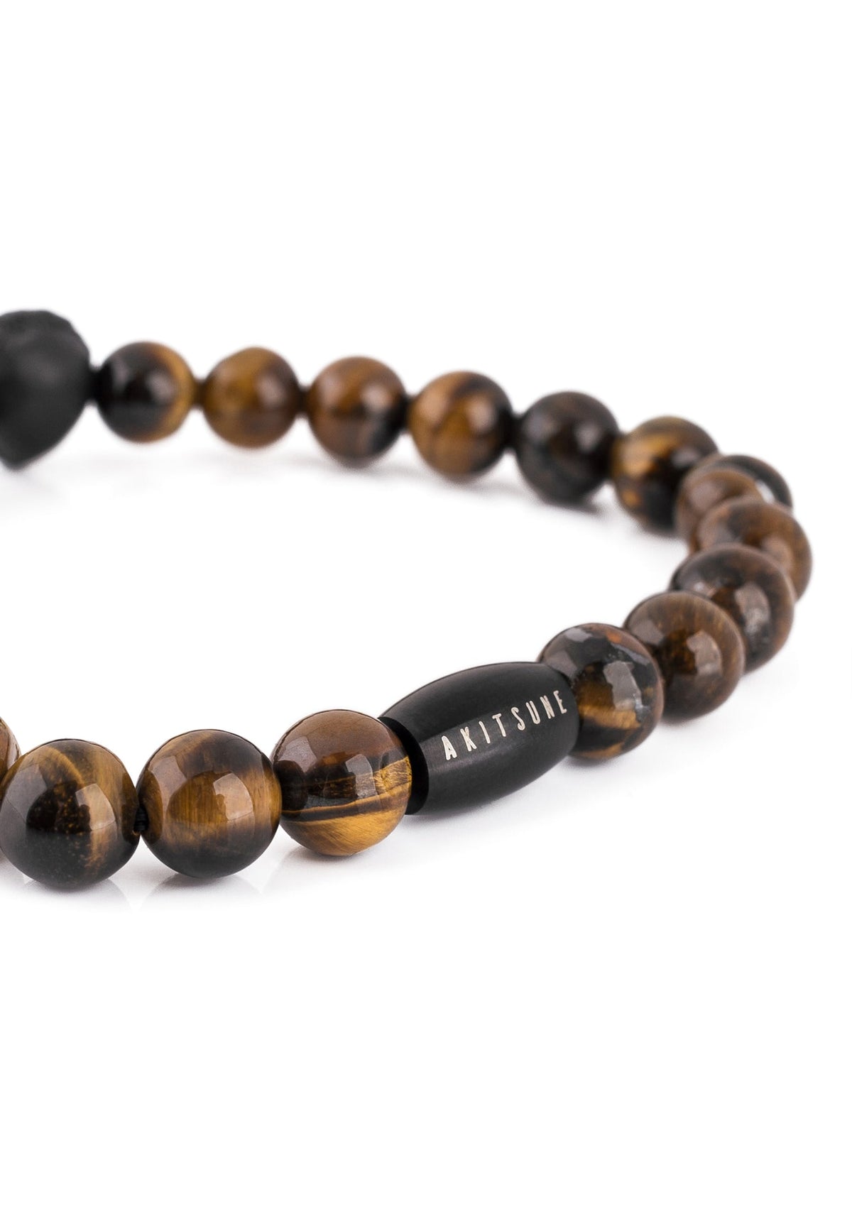 Regis Beaded Bracelet Matte Black - Yellow Tiger Eye