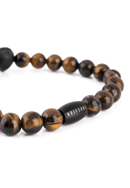 Regis Beaded Bracelet Matte Black - Yellow Tiger Eye