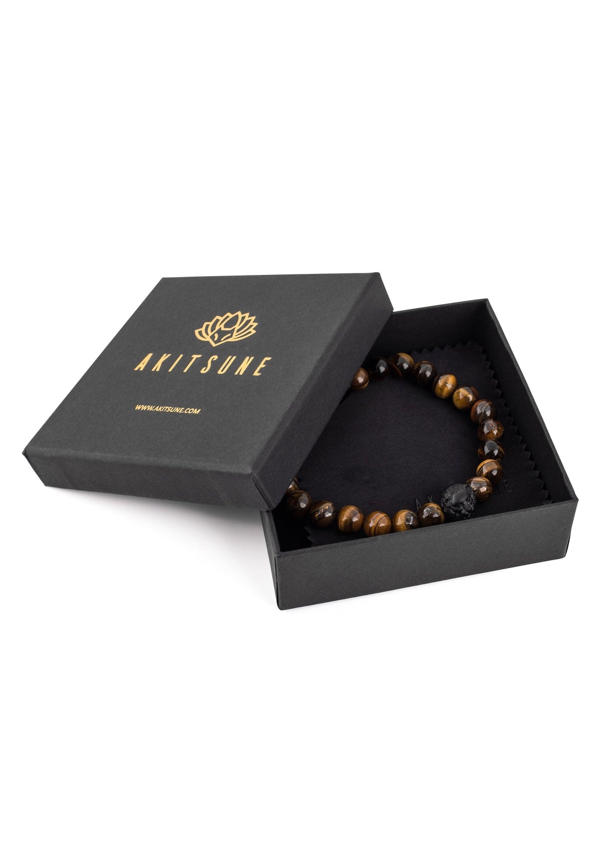 Regis Beaded Bracelet Matte Black - Yellow Tiger Eye