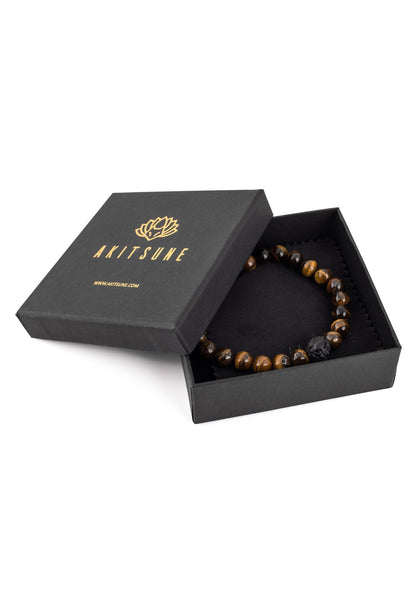 Regis Beaded Bracelet Matte Black - Yellow Tiger Eye