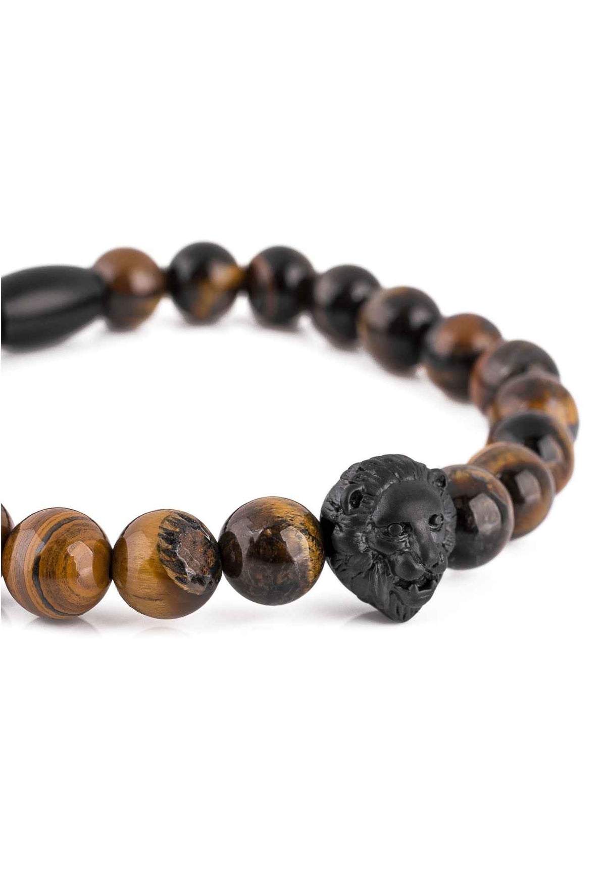 Regis Beaded Bracelet Matte Black - Yellow Tiger Eye