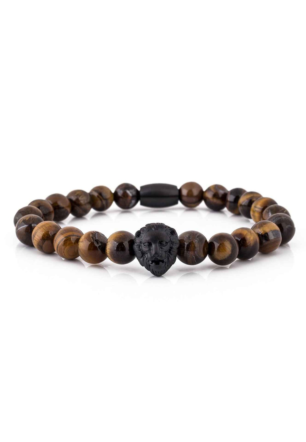Regis Beaded Bracelet Matte Black - Yellow Tiger Eye