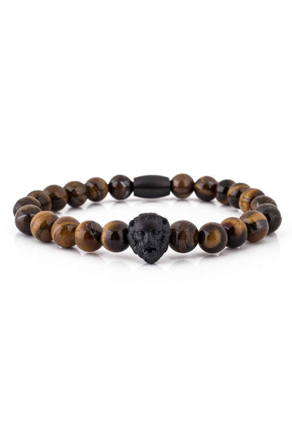 Regis Beaded Bracelet Matte Black - Yellow Tiger Eye
