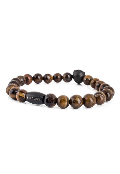 Regis Beaded Bracelet Matte Black - Yellow Tiger Eye