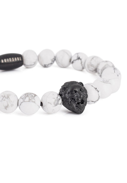 Regis Beaded Bracelet Matte Black - White Turquoise