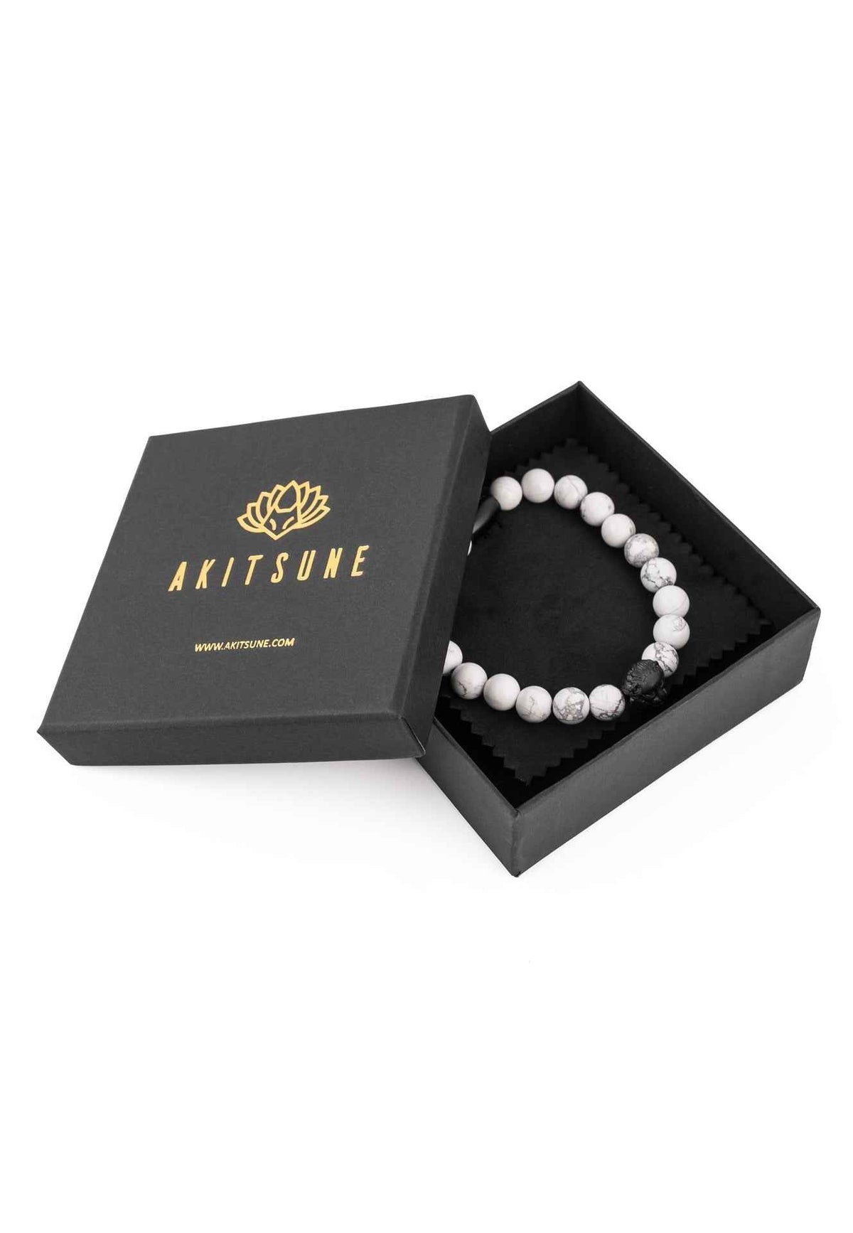 Regis Beaded Bracelet Matte Black - White Turquoise