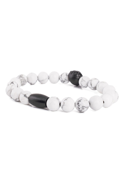 Regis Beaded Bracelet Matte Black - White Turquoise