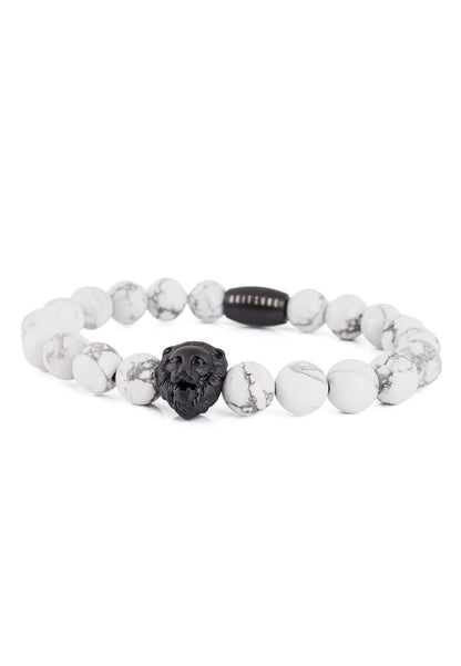 Regis Beaded Bracelet Matte Black - White Turquoise