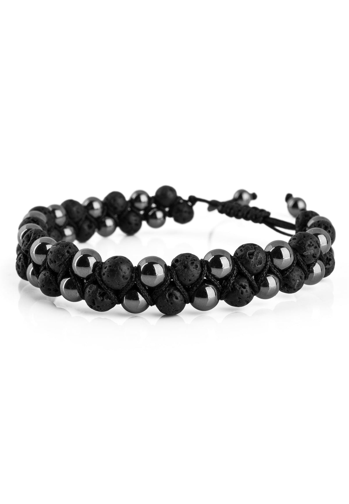 Sensei Beaded Bracelet - Hematite + Lava stone
