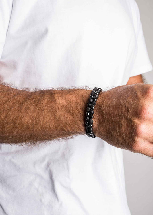 Sensei Beaded Bracelet - Hematite + Lava stone