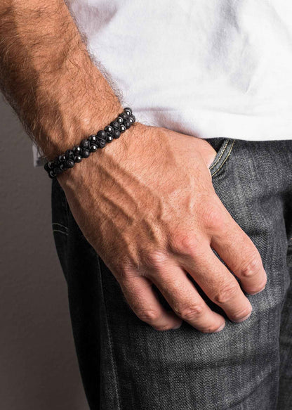 Sensei Beaded Bracelet - Hematite + Lava stone