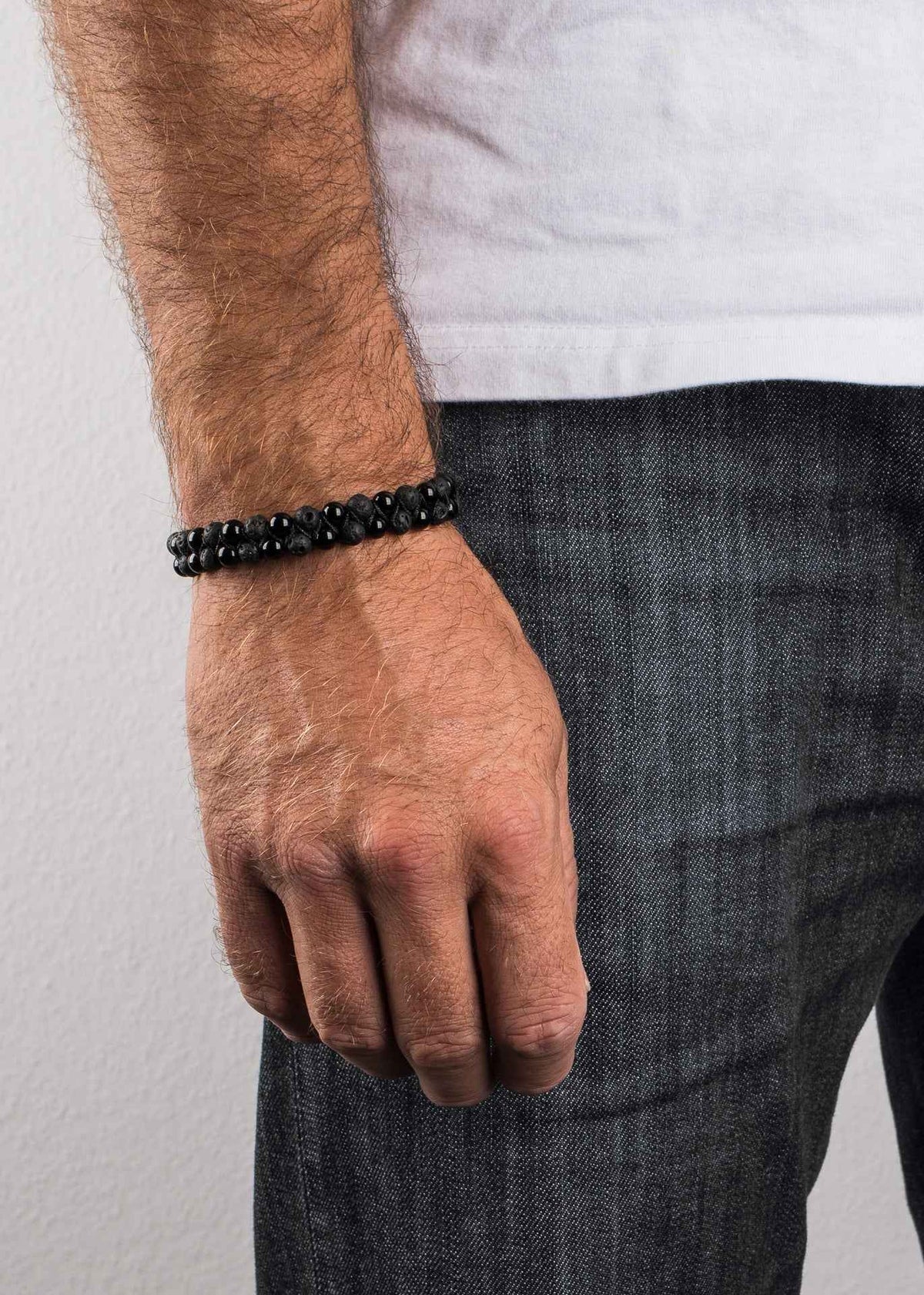 Sensei Beaded Bracelet - Onyx + Lava stone