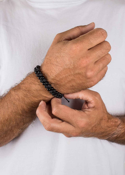 Sensei Beaded Bracelet - Onyx + Lava stone