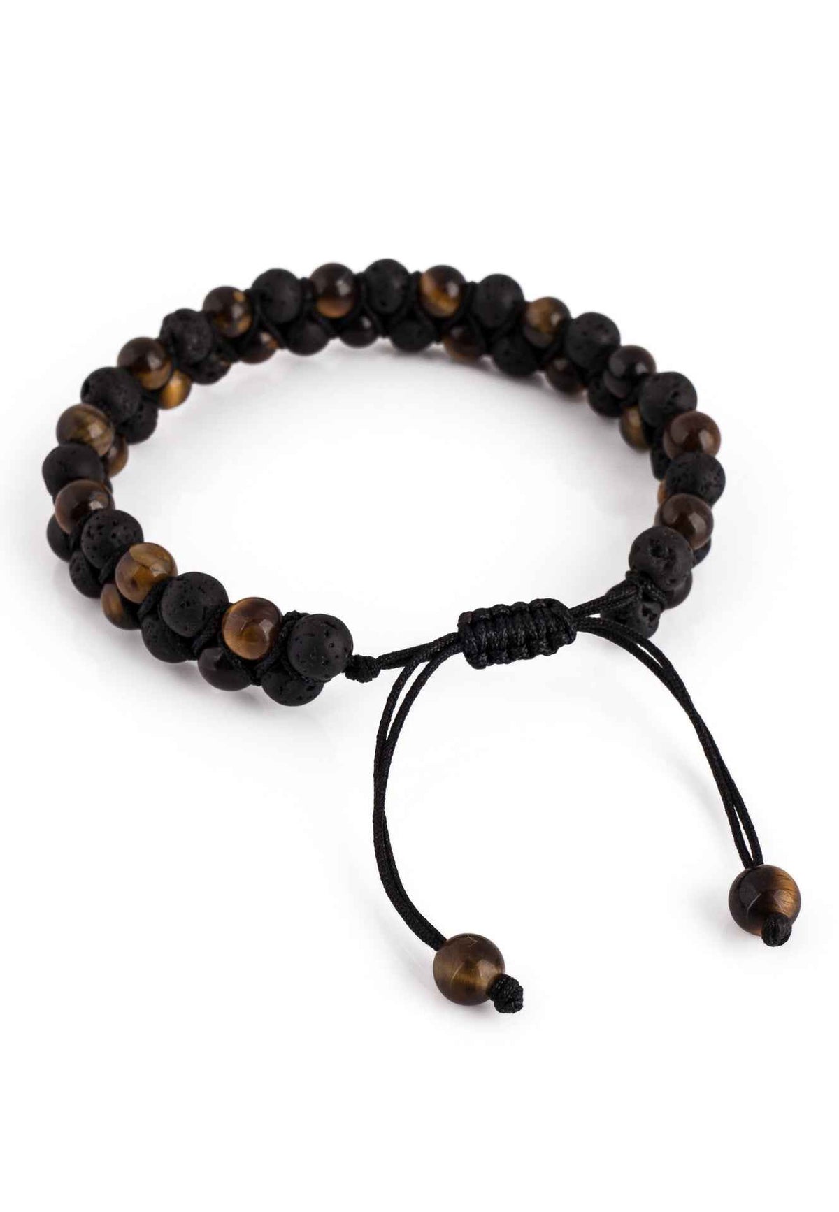 Sensei Beaded Bracelet - Tiger Eye Yellow + Lava stone