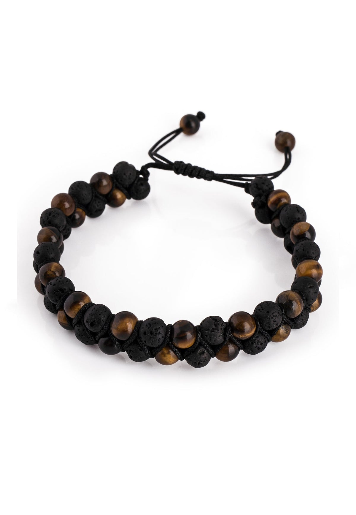 Sensei Beaded Bracelet - Tiger Eye Yellow + Lava stone