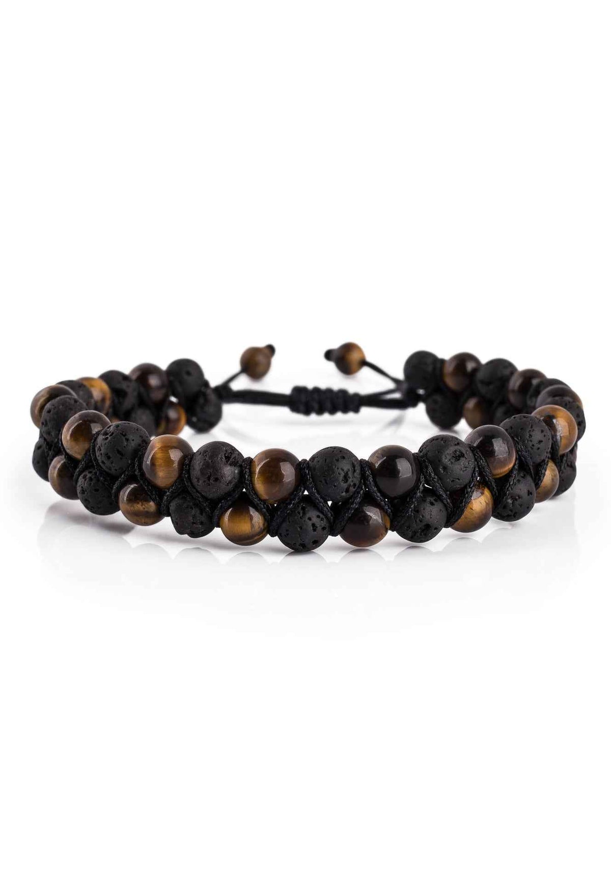 Sensei Beaded Bracelet - Tiger Eye Yellow + Lava stone