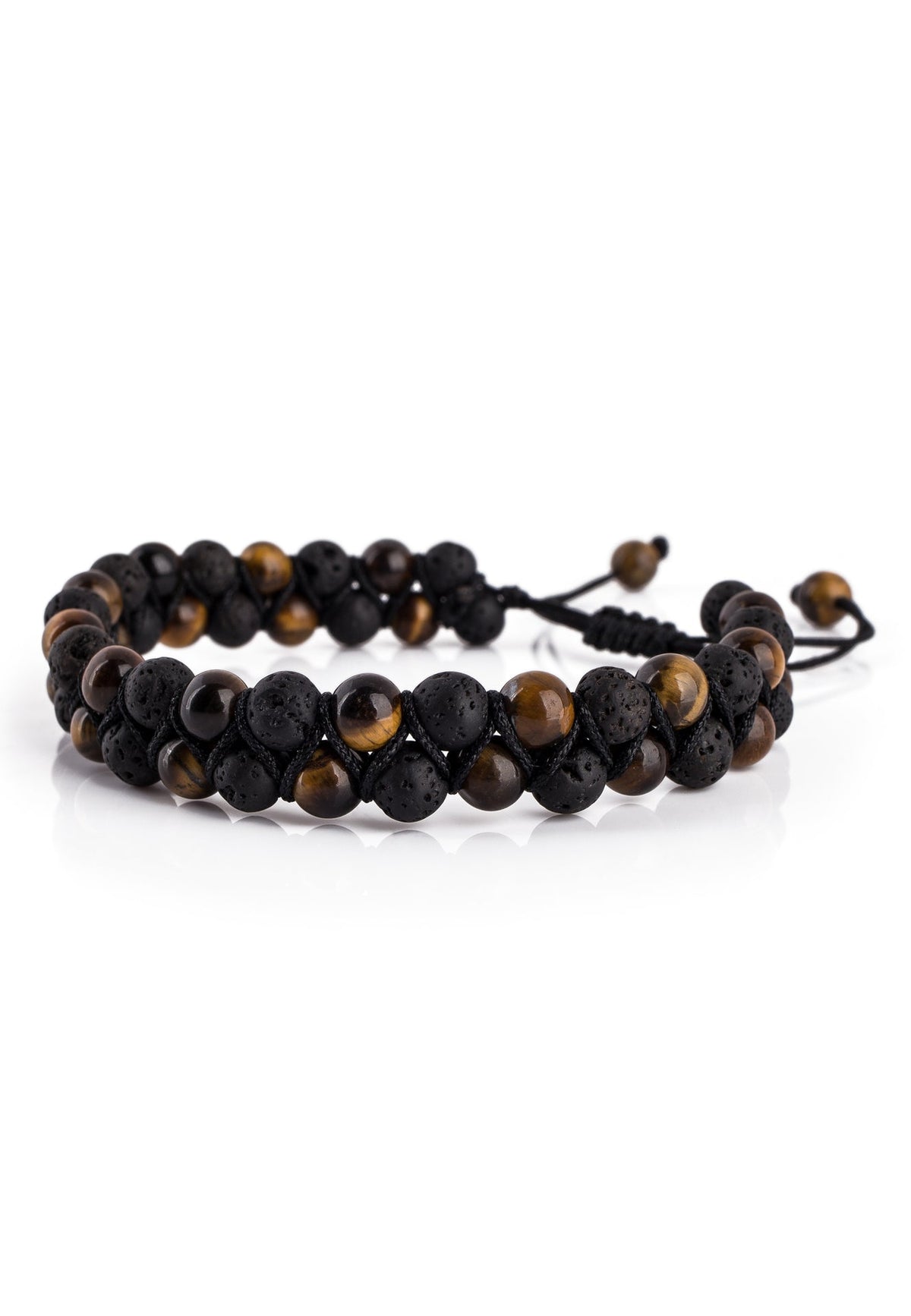 Sensei Beaded Bracelet - Tiger Eye Yellow + Lava stone