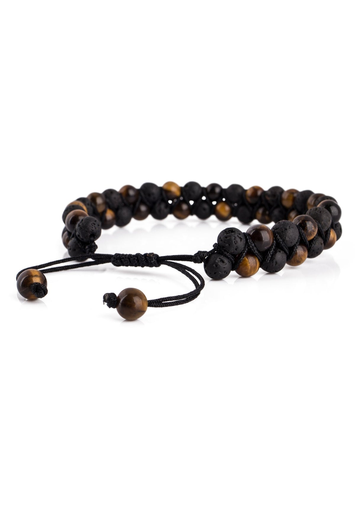 Sensei Beaded Bracelet - Tiger Eye Yellow + Lava stone