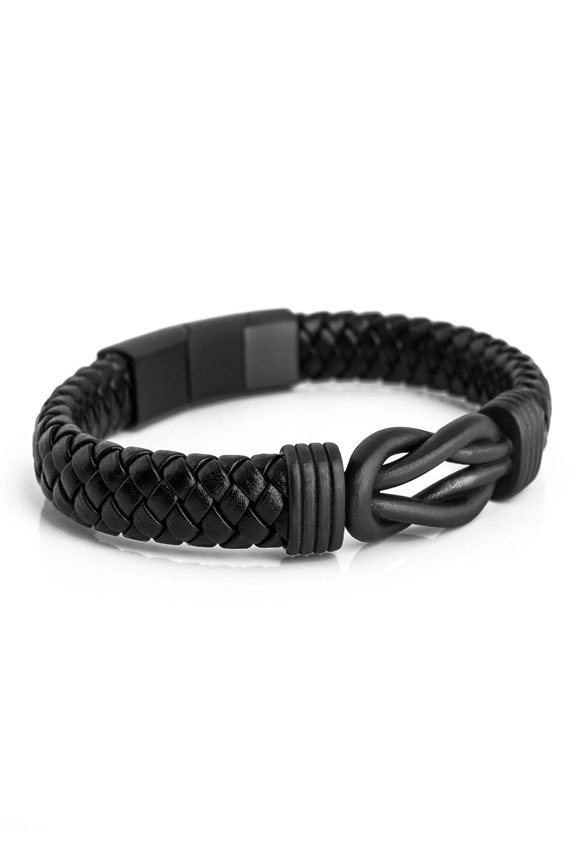 Serpent Leather Bracelet Matte Black - Black