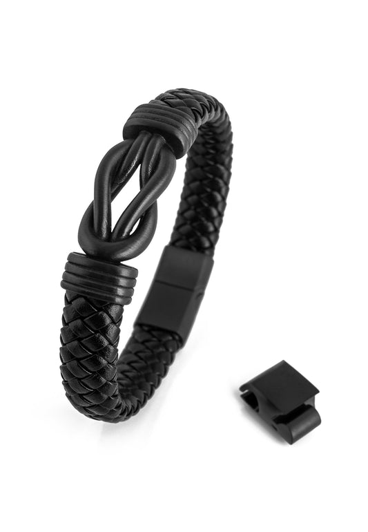 Serpent Leather Bracelet Matte Black - Black