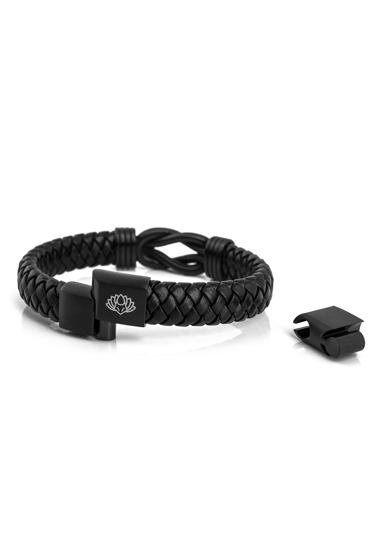 Serpent Leather Bracelet Matte Black - Black