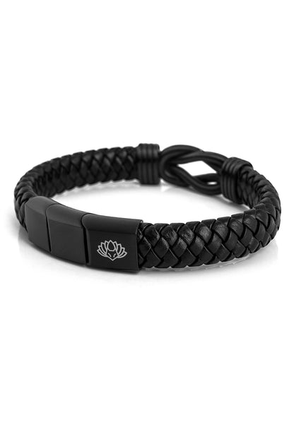 Serpent Leather Bracelet Matte Black - Black