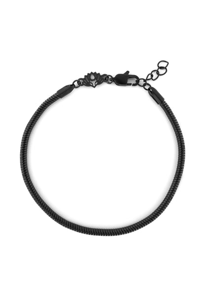 Serpent Snake Chain Link Bracelet Matte Black 3 mm