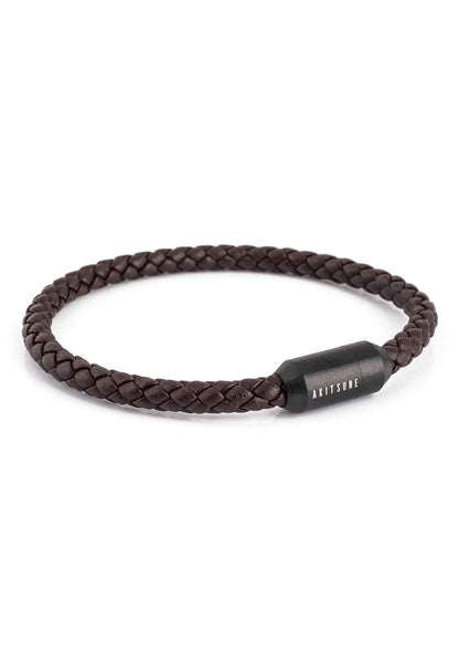 Silvus Leather Bracelet Matte Black - Brown
