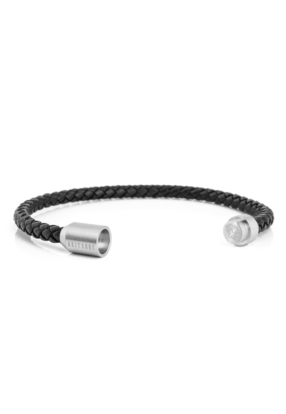 Silvus Leather Bracelet Silver - Black