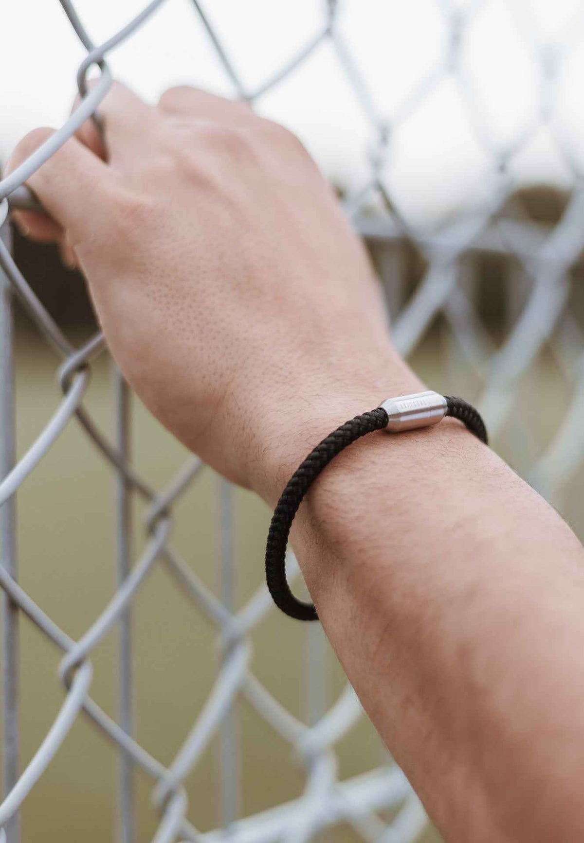 Silvus Nylon Bracelet - Matte Silver - Black