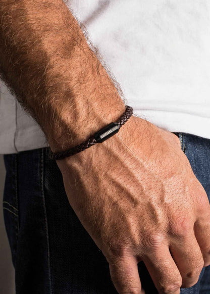Silvus Leather Bracelet Matte Black - Brown