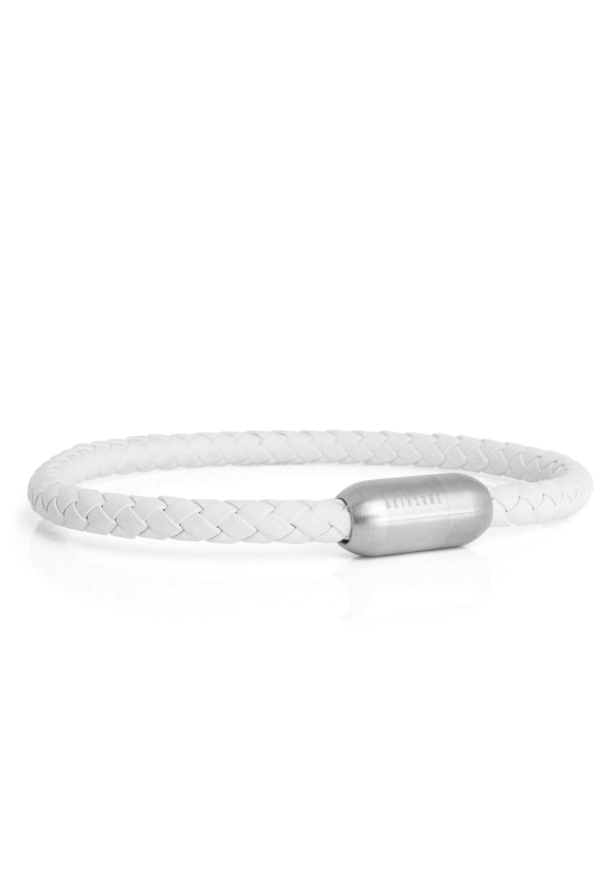 Silvus Leather Bracelet Silver - White