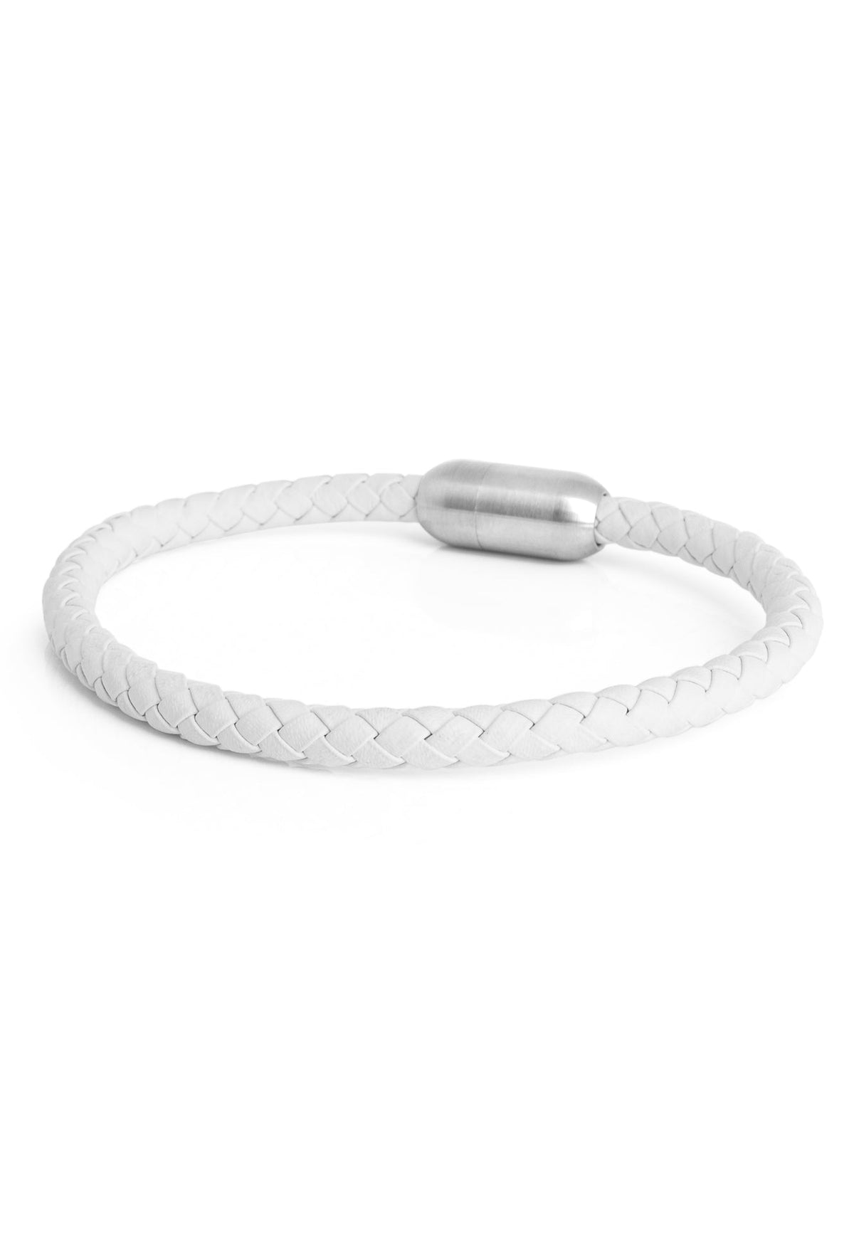 Silvus Leather Bracelet Silver - White