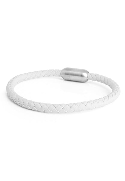 Silvus Leather Bracelet Silver - White