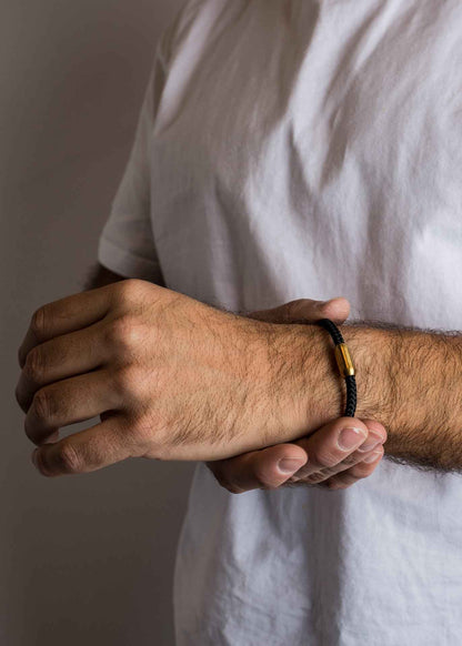 Silvus Nylon Bracelet - Matte Gold - Black