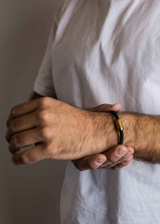 Silvus Nylon Bracelet - Matte Gold - Black