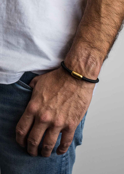 Silvus Nylon Bracelet - Matte Gold - Black