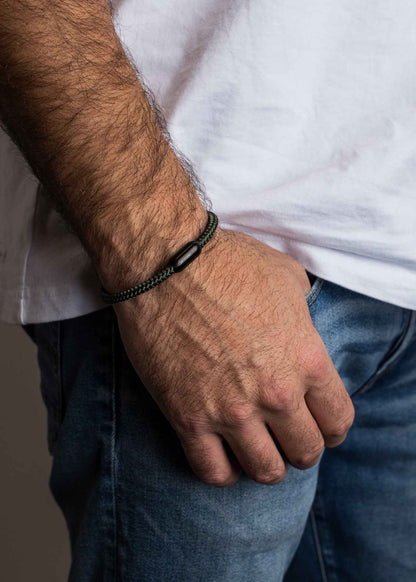 Silvus Nylon Bracelet - Matte Black - Olive