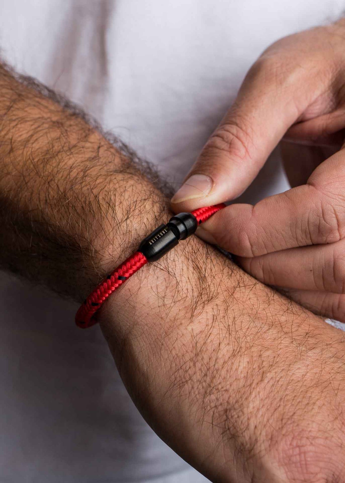 Silvus Nylon Bracelet - Matte Black - Red-Black
