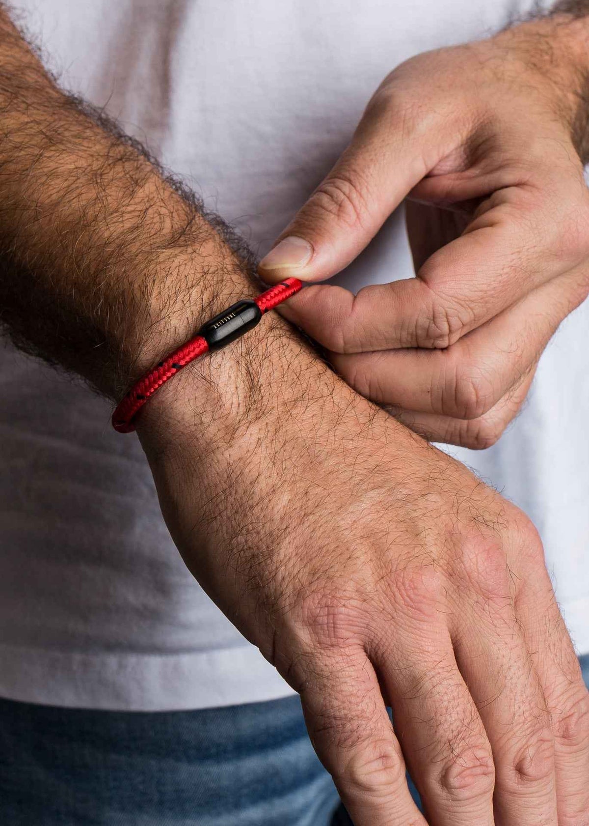 Silvus Nylon Bracelet - Matte Black - Red-Black