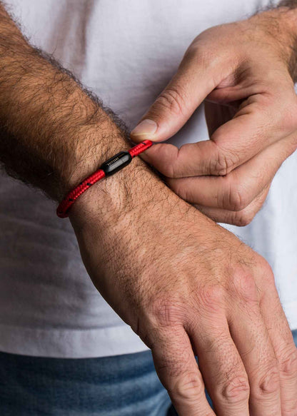 Silvus Nylon Bracelet - Matte Black - Red-Black